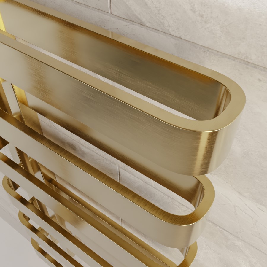 Brass Designer Curved Towel Radiator 850 x 500mm - Ordos