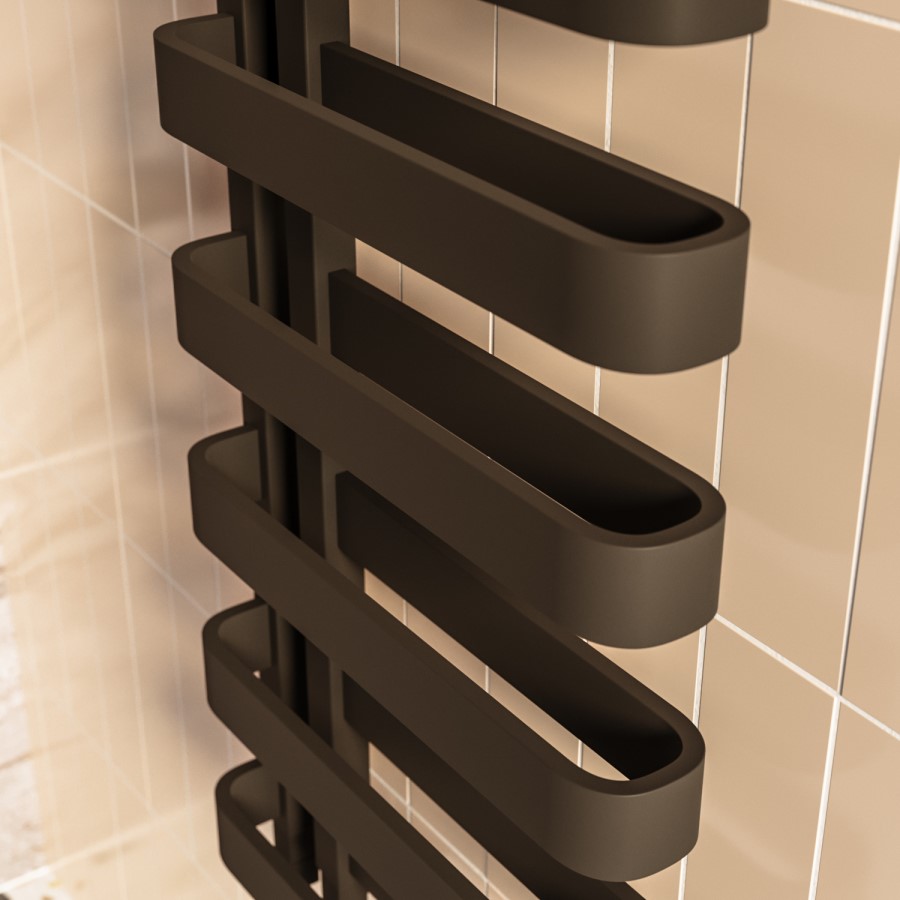 Black Designer Curved Towel Radiator 1300 x 500mm - Ordos