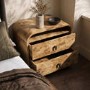 Wide Light Burl Wood Effect 2 Drawer Bedside Table - Oriana