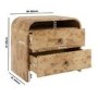 Wide Light Burl Wood Effect 2 Drawer Bedside Table - Oriana