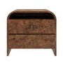 Wide Dark Burl Wood Effect 2 Drawer Bedside Table - Oriana