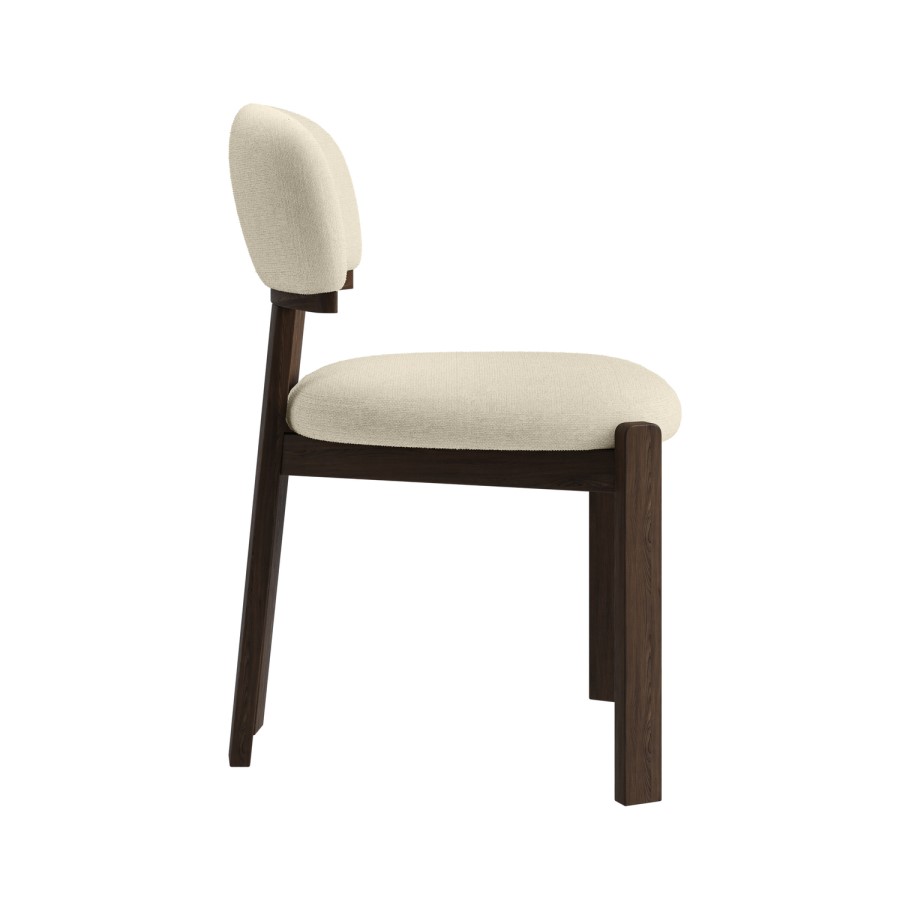 Set of 4 Walnut and Cream Upholstered Dining Chairs - Otto
