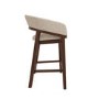 Walnut & Beige Upholstered Curved Kitchen Stool with Back - Owen