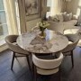Set of 2 Walnut and Beige Upholstered Curved Dining Chairs - Owen
