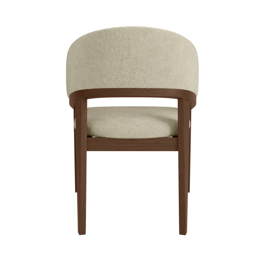 Set of 2 Walnut and Beige Upholstered Curved Dining Chairs - Owen