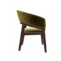 Set of 4 Walnut & Olive Green Velvet Curved Dining Chairs - Owen