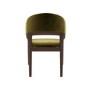 Set of 2 Walnut & Olive Green Velvet Curved Dining Chairs - Owen