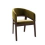 Set of 2 Walnut & Olive Green Velvet Curved Dining Chairs - Owen