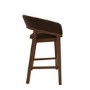 Set of 3 Walnut & Chocolate Brown Velvet Curved Kitchen Stools with Back - Owen