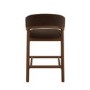 Set of 3 Walnut & Chocolate Brown Velvet Curved Kitchen Stools with Back - Owen