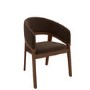 Set of 2 Walnut & Brown Velvet Curved Dining Chairs - Owen