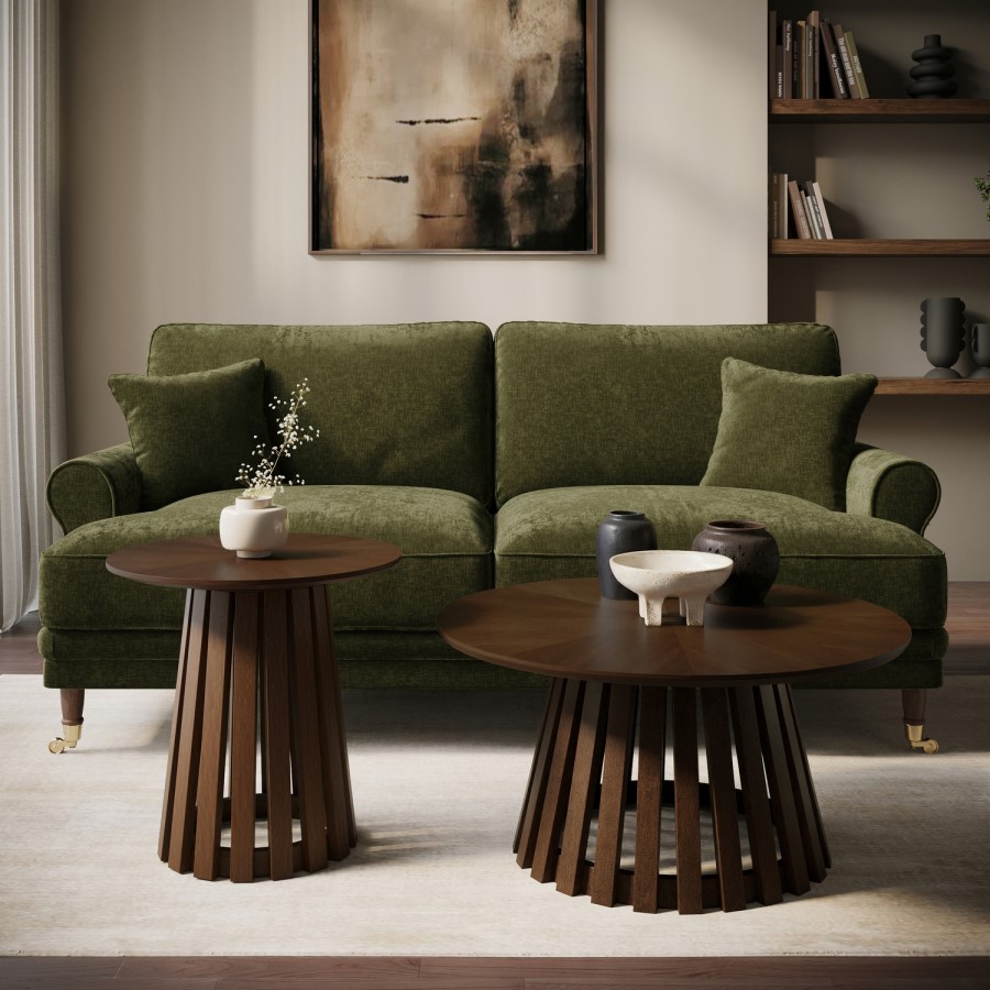Large Round Walnut Pedestal Coffee Table - Owen