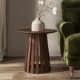 Round Walnut Pedestal Side Table - Owen