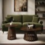 Round Walnut Pedestal Side Table - Owen