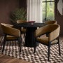 Set of 2 Black and Brown Velvet Curved Dining Chairs - Owen