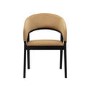 Set of 2 Black and Brown Velvet Curved Dining Chairs - Owen