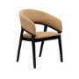 Set of 2 Black and Brown Velvet Curved Dining Chairs - Owen
