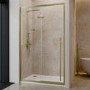 1000mm Brushed Brass Sliding Door Shower Enclosure 8mm Glass with Extended Handle - Pavo