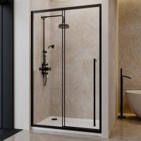 1200mm Black Sliding Door Shower Enclosure 8mm Glass with Extended Handle - Pavo