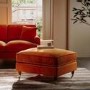 Large Orange Velvet Footstool - Payton