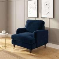 ONLY OPENED - Navy Blue Velvet Armchair - Payton