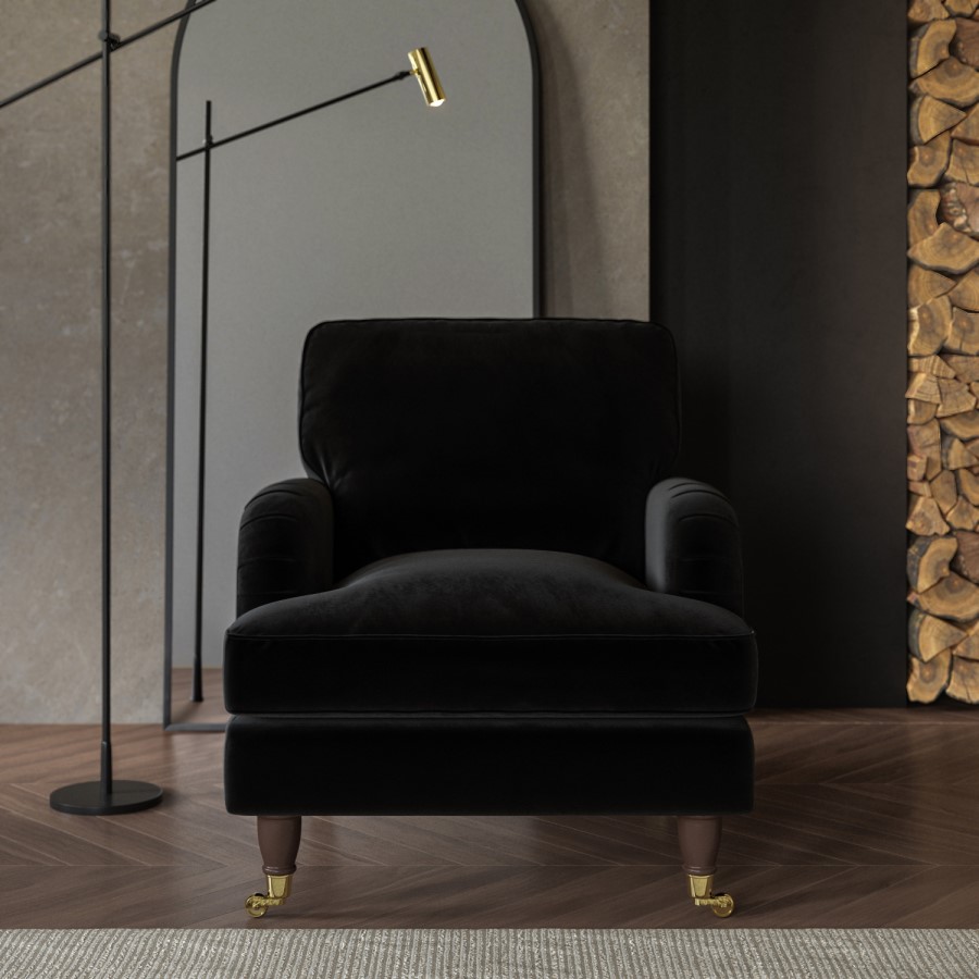 Black Velvet 3 Piece Sofa Set - Payton