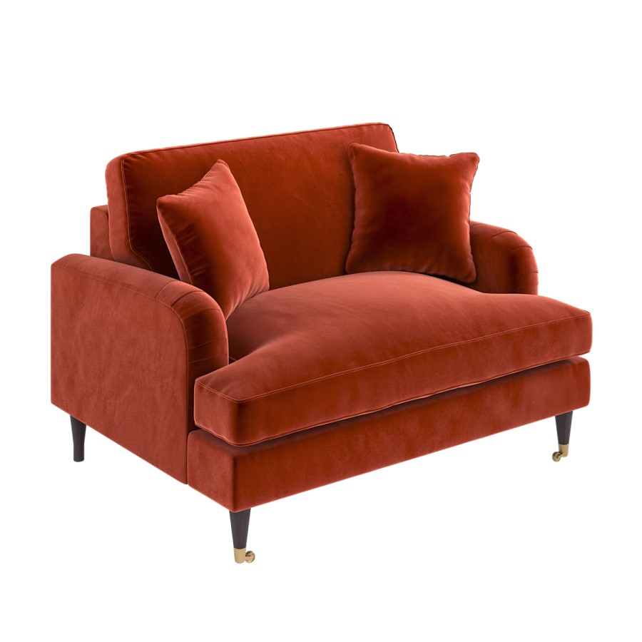 Burnt Orange Velvet Love Seat - Payton