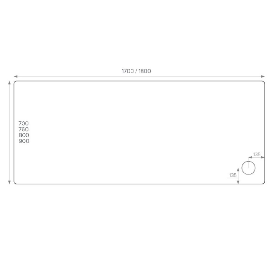 1700x800mm Rectangular Anti-Slip 45mm White Stone Resin Shower Tray – Pearl