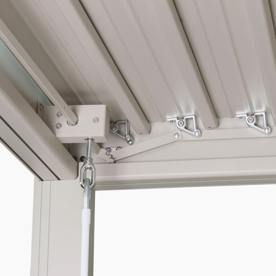 3 x 3m Heavy Duty Aluminium Beige Louvred Pergola & 2 Textilene Side Panels