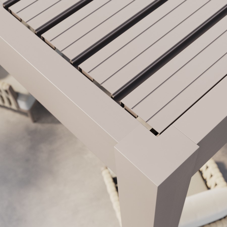 3 x 3m Heavy Duty Aluminium Beige Louvred Pergola & 2 Textilene Side Panels