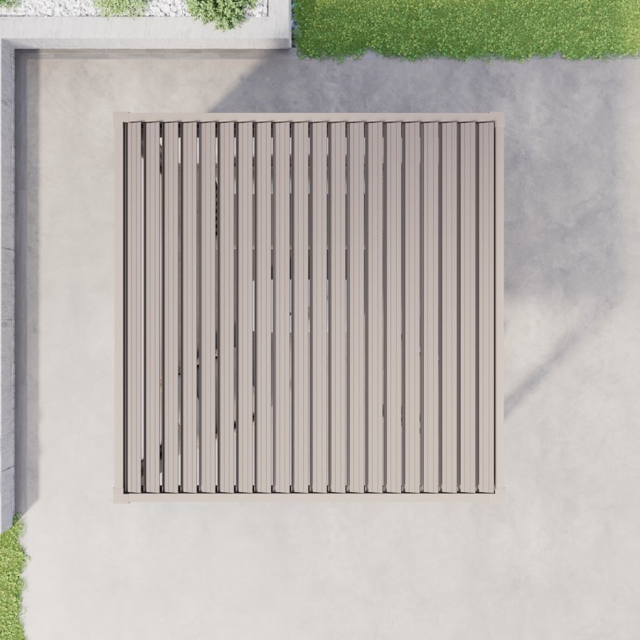 3 x 3m Heavy Duty Aluminium Beige Louvred Pergola & 2 Textilene Side Panels