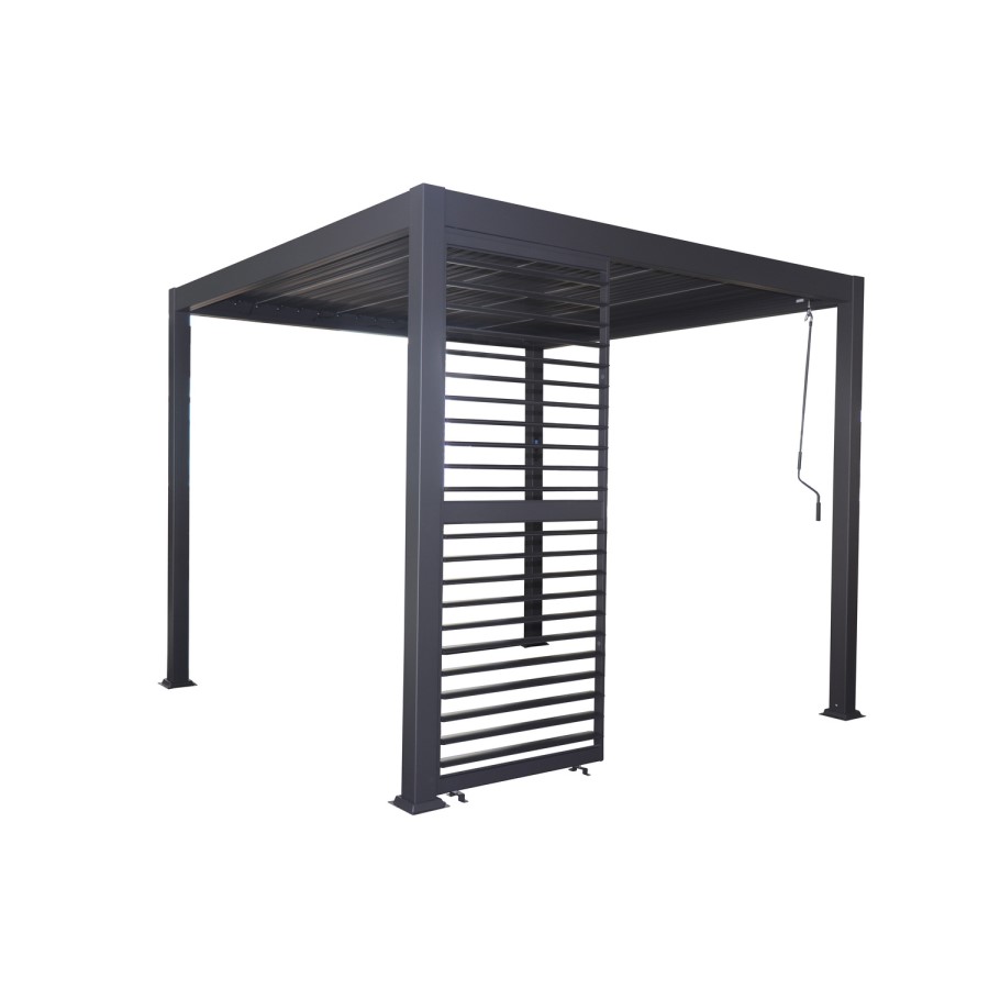 Heavy Duty Aluminium Single Slatted Adjustable Pergola Screen in Charcoal