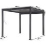 3 x 3m Heavy Duty Aluminium Charcoal Louvred Pergola with Solar LED Lighting & 2 Textilene Side Panels