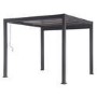 3 x 3m Heavy Duty Aluminium Charcoal Louvred Pergola with Solar LED Lighting & 2 Textilene Side Panels