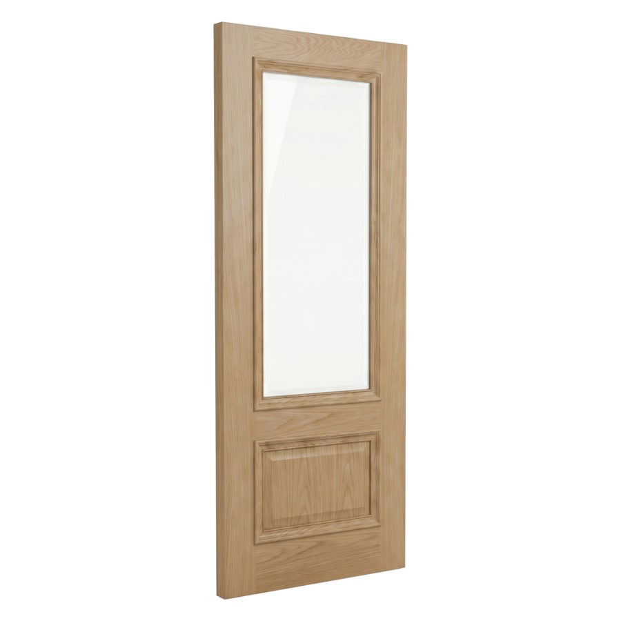 Internal Oak Half-Glazed Door with Clear Bevelled Glass Pre-Finished - 1981 x 762 x 35mm - Nelson - XL Joinery