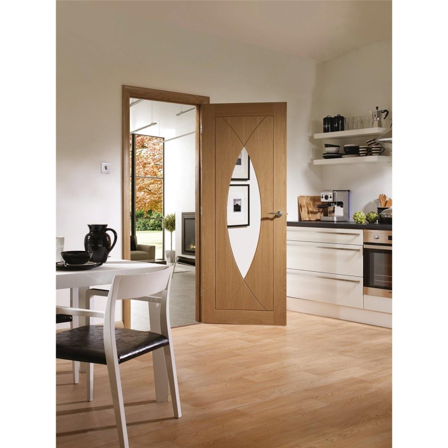 Internal Oak Glazed Door with Clear Glass - Pre-Finished - 2040 x 826 x 40mm - Pesaro - XL Joinery