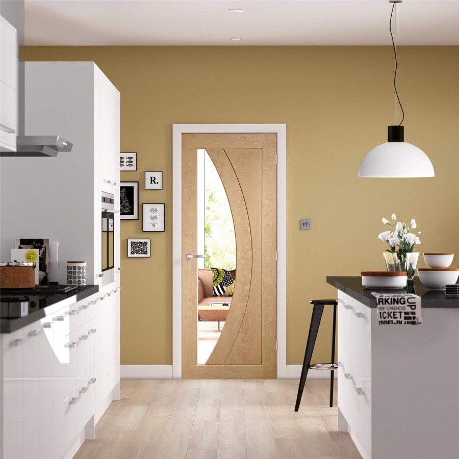 Internal Oak Glazed Door with Clear Glass - Pre-Finished - 1981 x 838 x 35mm - Salerno - XL Joinery
