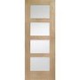 Internal Oak 4-Panel Shaker Door with Clear Glass - Pre-Finished - 1981 x 686 x 35mm - 4 Light - XL Joinery