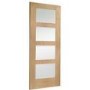 Internal Oak 4-Panel Shaker Door with Clear Glass - Pre-Finished - 2040 x 726 x 40mm - 4 Light - XL Joinery