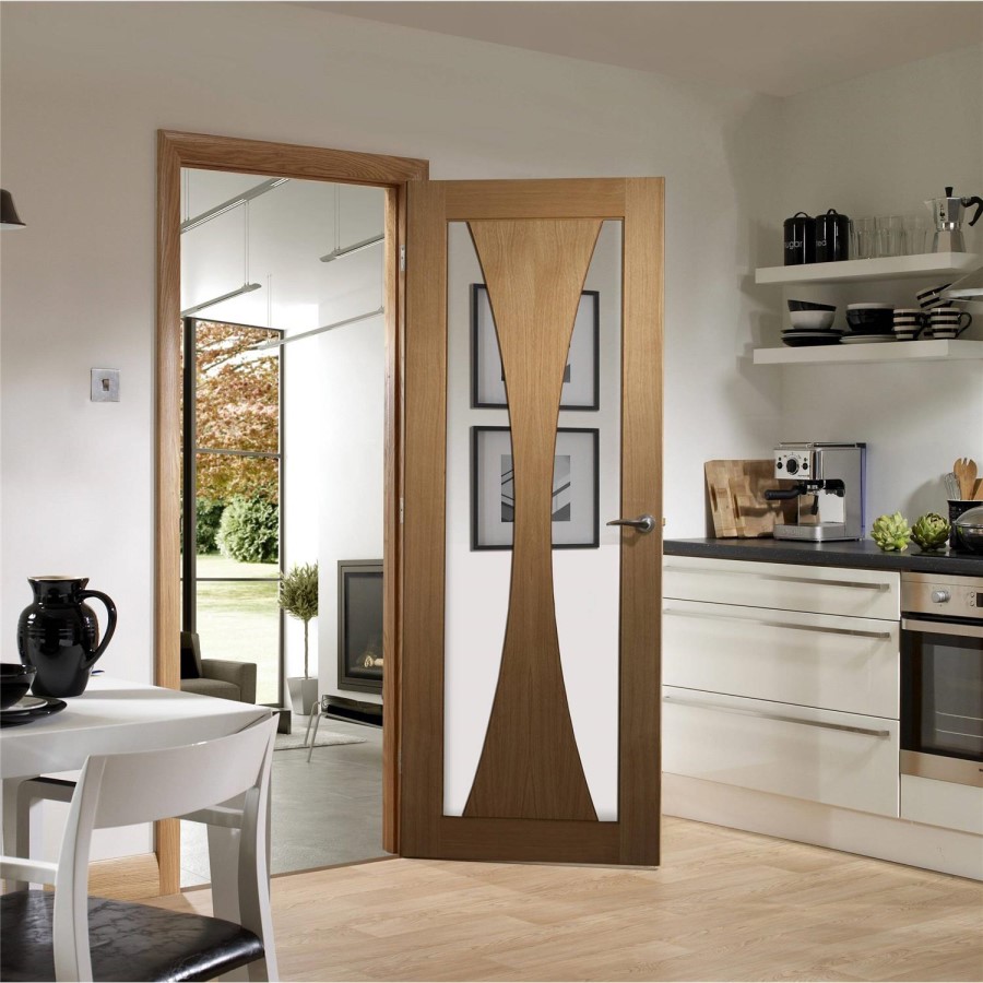 Internal Oak Door with Clear Glass - Pre-Finished - 1981 x 762 x 35mm - Verona - XL Joinery