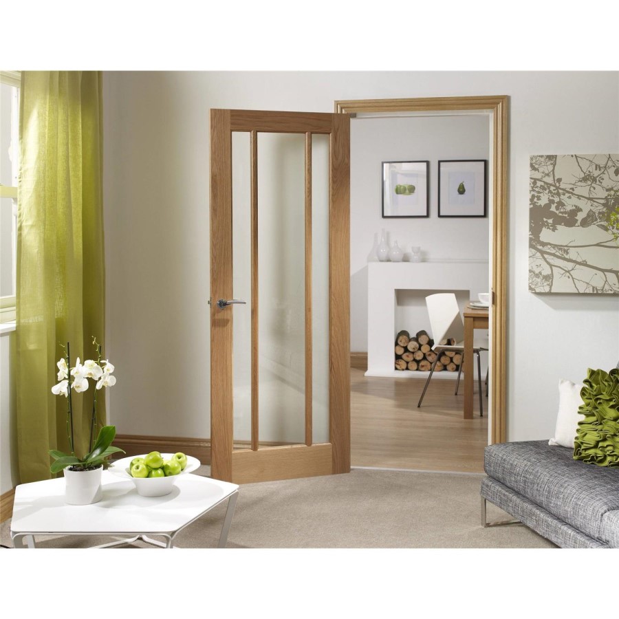 Internal Oak Glazed Door with Clear Glass - Pre-Finished - 1981 x 762 x 35mm - Worcester - XL Joinery