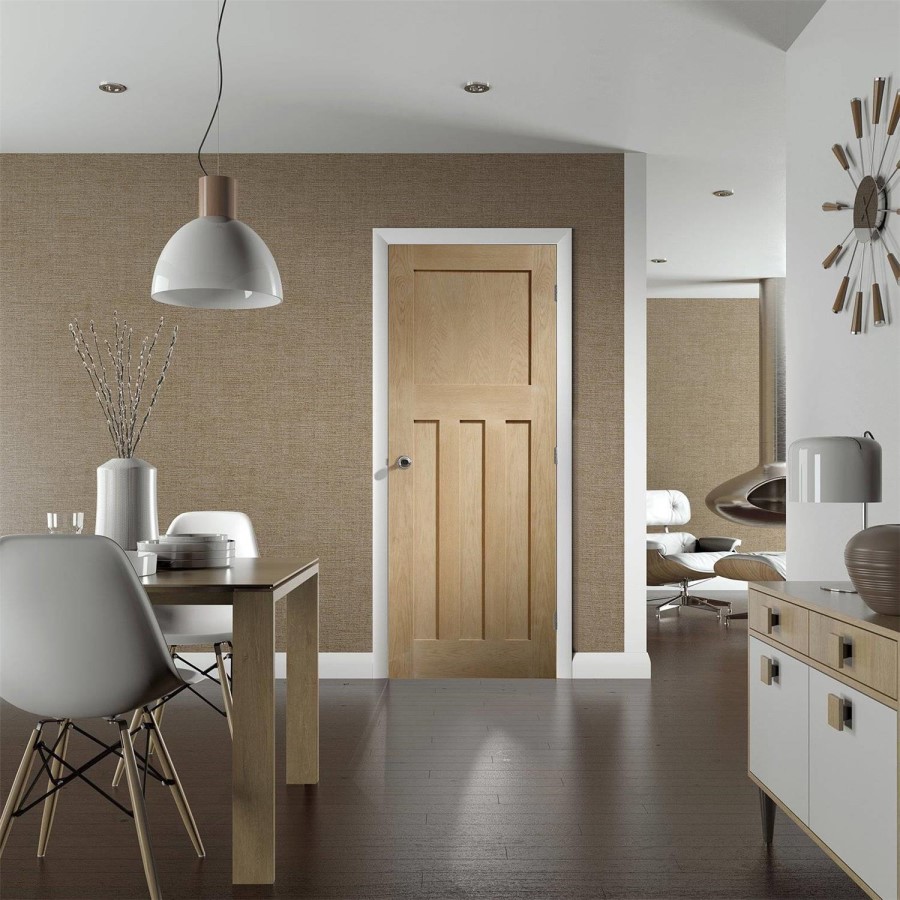 Internal Oak 1930s 4-Panel Door - Pre-Finished - 1981 x 686 x 35mm - DX - XL Joinery
