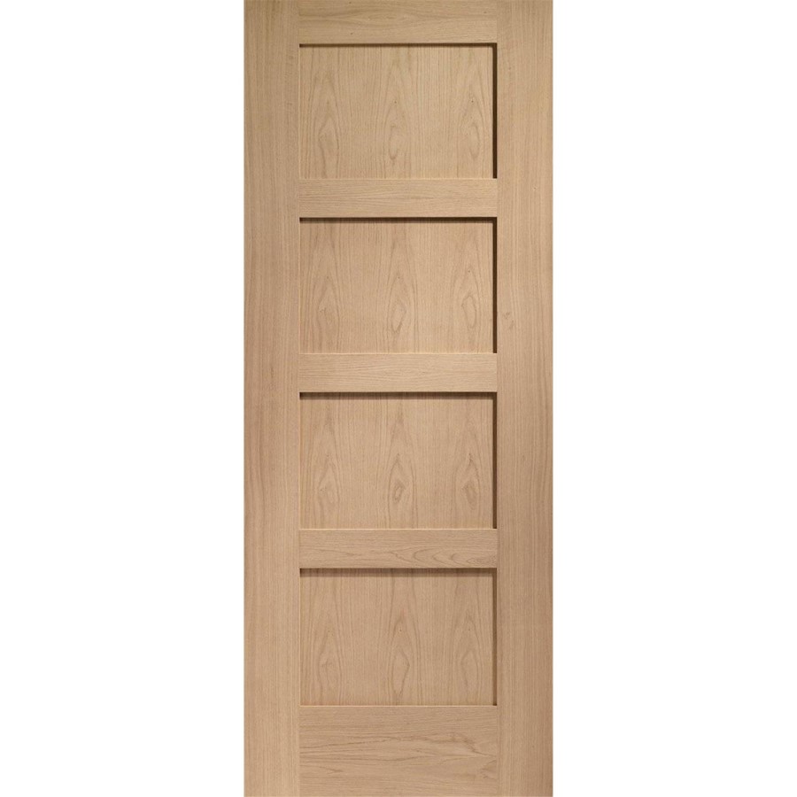 Internal Oak Pre-Finished Shaker 4-Panel FD30 Fire Door - Pre-Finished - 1981 x 686 x 44mm - XL Joinery