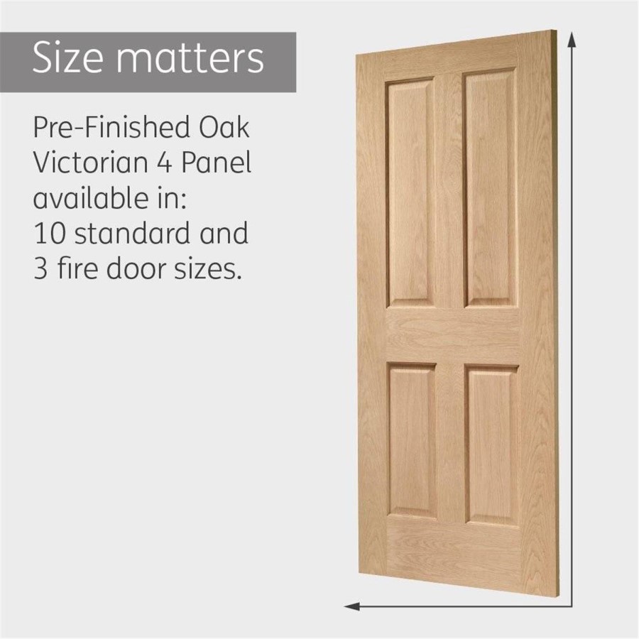 Internal Oak Victorian 4-Panel Door - Pre-Finished - 1981 x 610 x 35mm - Victorian - XL Joinery