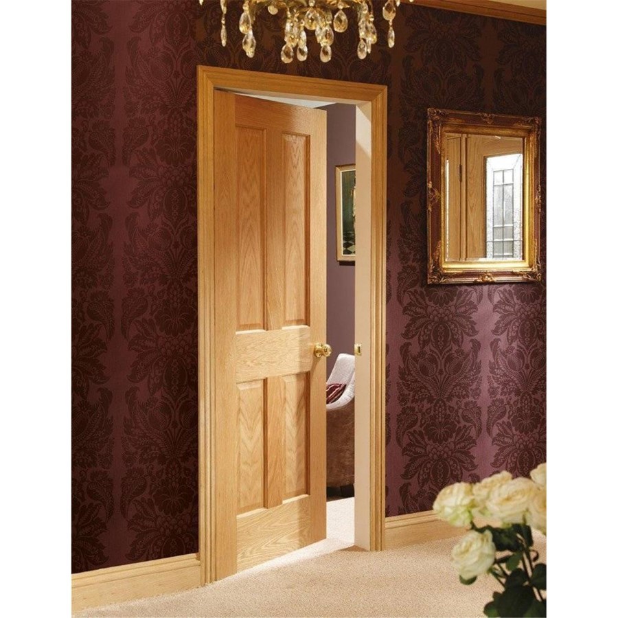 Internal Oak Victorian 4-Panel FD30 Fire Door - Pre-Finished - 1981 x 686 x 44mm - Victorian - XL Joinery