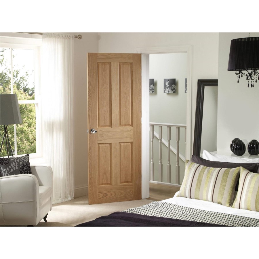 Internal Oak Victorian 4-Panel Door - Pre-Finished - 2040 x 826 x 40mm - Victorian - XL Joinery