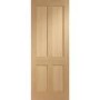 Internal Oak Victorian Shaker 4-Panel FD30 Fire Door - Pre-Finished - 1981 x 762 x 44mm - Victoria - XL Joinery