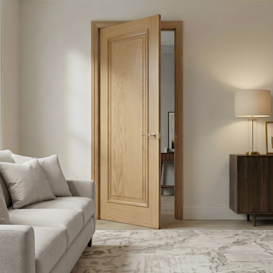 Internal Oak FD30 Fire Door with Raised Mouldings Pre-Finished - 1981 x 762 x 44mm - Wellington - XL Joinery
