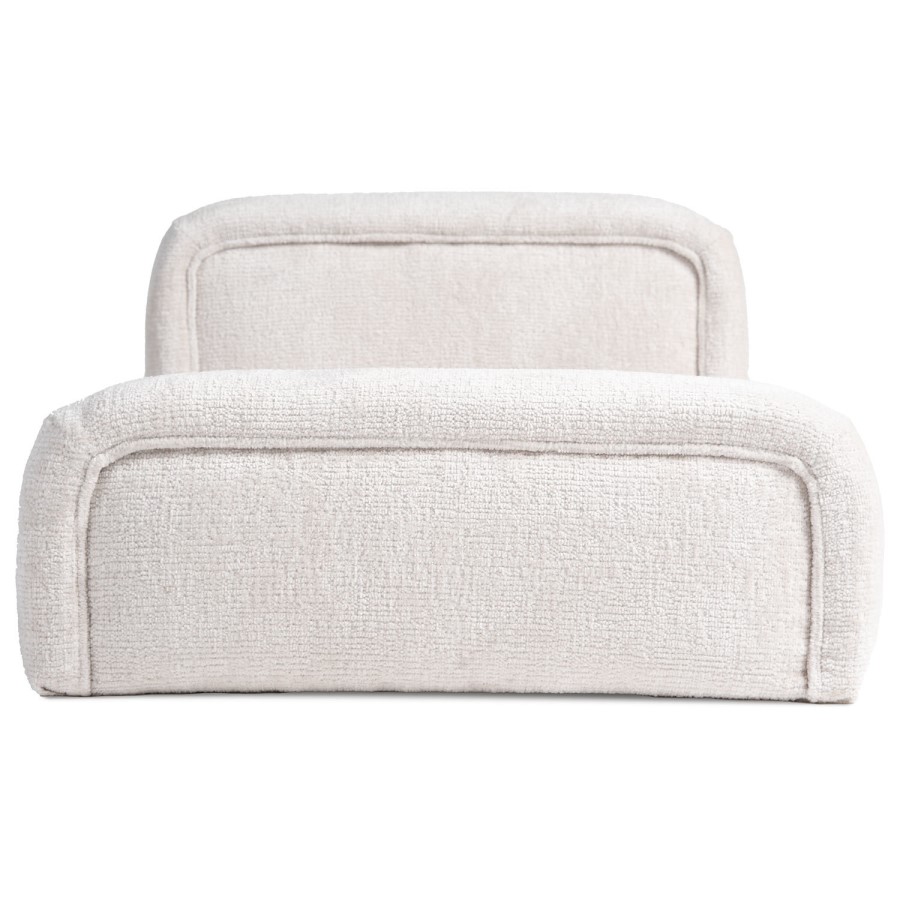 Small Dog Bed in Cream Textured Fabric with Washable Cover - Naomi