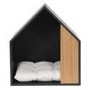 Half Open Wooden Pet House with Quilted Pillow